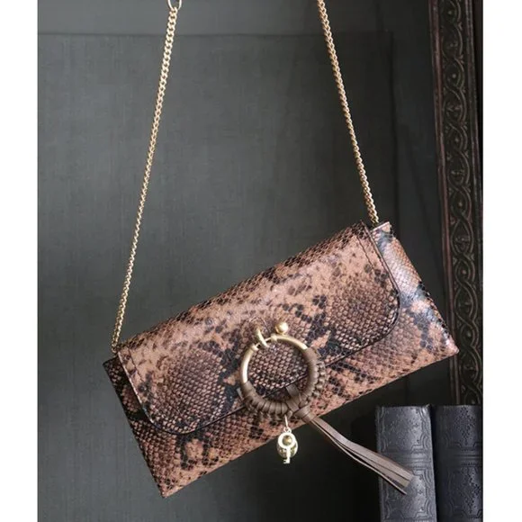 Joan Clutches Snake Print Evening Bag CHS21SSA69896 - Picture 1 of 7